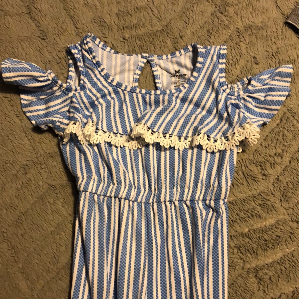 Blue and white jumpsuit